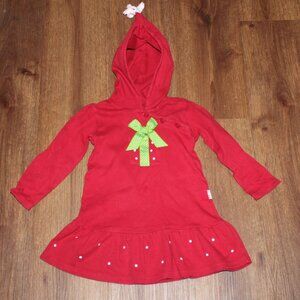 Girls Le Top Boutique Red Christmas Present Holiday Hooded Peplum Top Hoodie 4T
